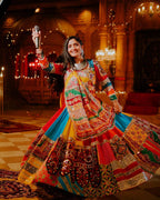 Geeta Rabari Wear Multi Color Digital Printed Mirror Work Muslin  Lehenga Choli