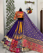 Purple Color Trendy Mirror Work Printed Hit Navratri Chaniya Choli
