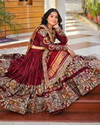 Red Color Mirror Work Digital Printed Lehenga Choli