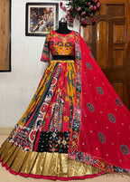 Kinjal Dave Wear Designer Real Mirror Work Muslin Fabric Printed Replica Chaniya Choli