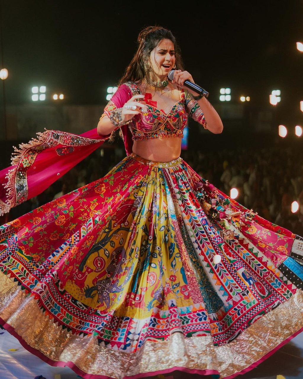 Kinjal Dave Wear Designer Real Mirror Work Muslin Fabric Printed Replica Chaniya Choli