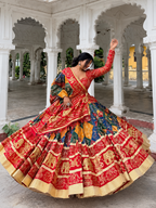 Multi Bandhej Print Mirror Work Navratri Lehenga Choli