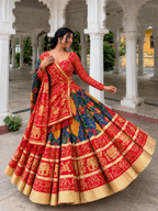 Multi Bandhej Print Mirror Work Navratri Lehenga Choli