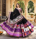Black Mirror Work Digital Printed Navratri Lehenga Choli