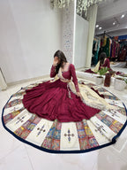 Maroon Cotton Real Mirror Work Lehenga Choli