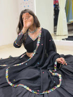 Black Navratri Mirror Work Lehenga Choli