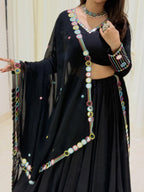 Black Navratri Mirror Work Lehenga Choli