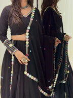 Black Navratri Mirror Work Lehenga Choli