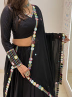 Black Navratri Mirror Work Lehenga Choli