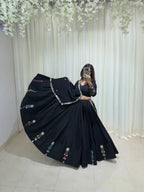 Black Navratri Mirror Work Lehenga Choli