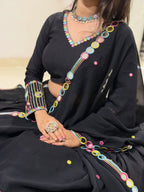Black Navratri Mirror Work Lehenga Choli