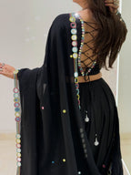 Black Navratri Mirror Work Lehenga Choli