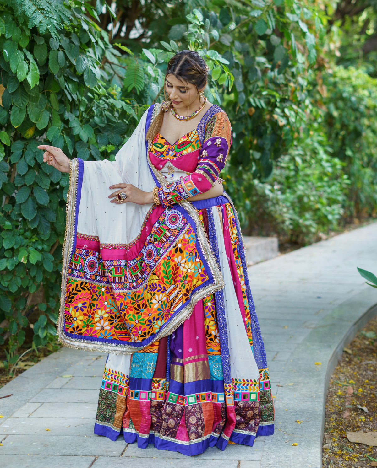 Vermilion Mirror Work Lehenga Choli