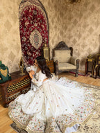 White Floral Mirror Work Lehenga Choli
