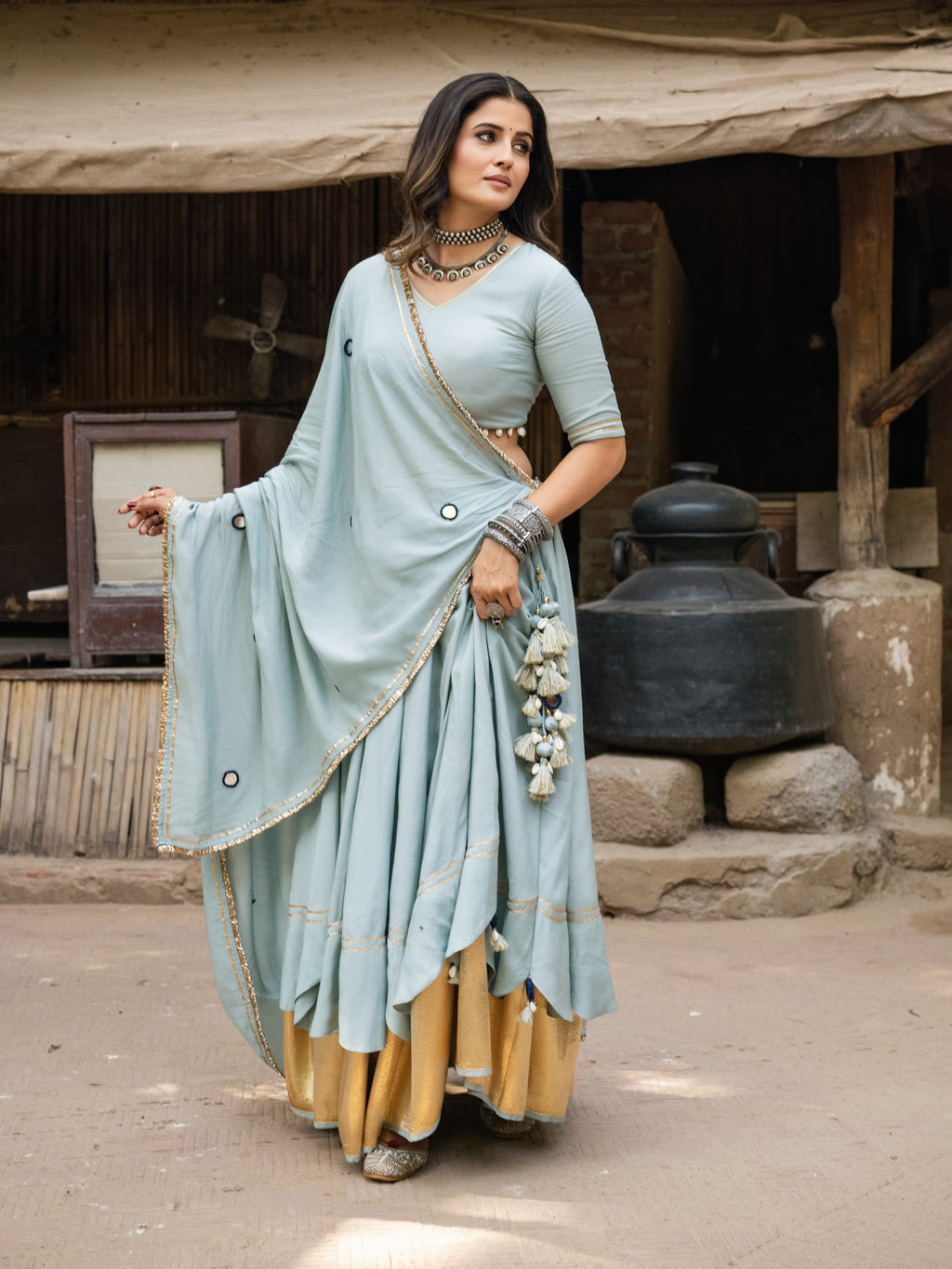 Avyra Scallop Mirror Flare Lehenga Set
