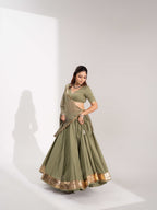 Vamika Olive Green Festive Flared Lehenga Choli Set