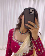 Maroon Cotton Real Mirror Work Lehenga Choli