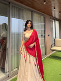 Aarohi Crimson Drape Embellished Lehenga Set