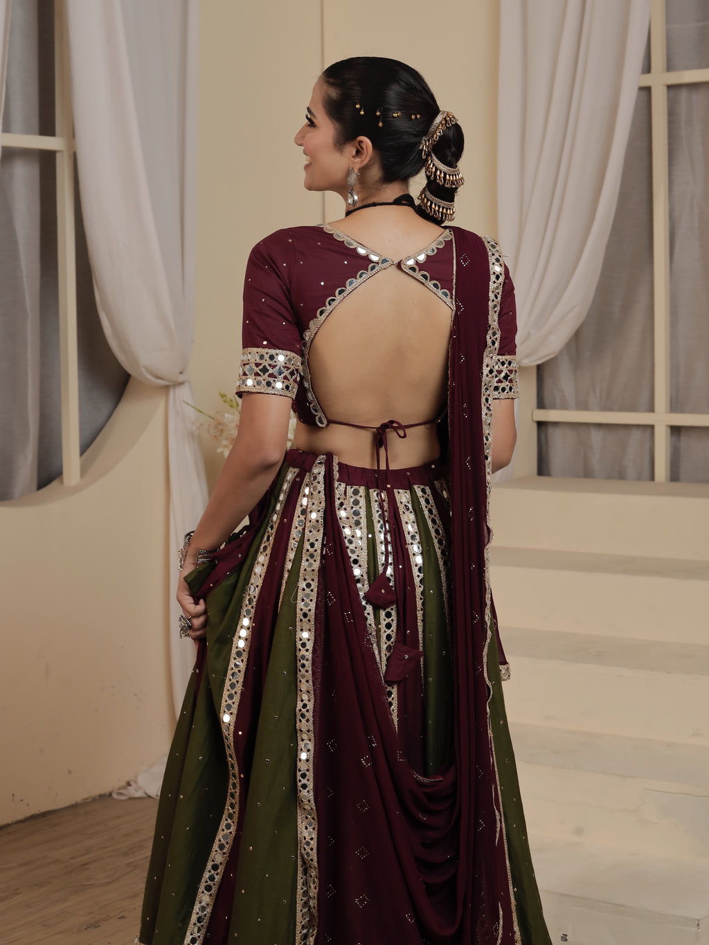 Rajwadi Mirror Work Panel Lehenga