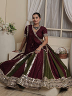 Rajwadi Mirror Work Panel Lehenga