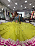Meher Lime Green Floral Embroidered Lehenga Choli