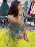Meher Lime Green Floral Embroidered Lehenga Choli