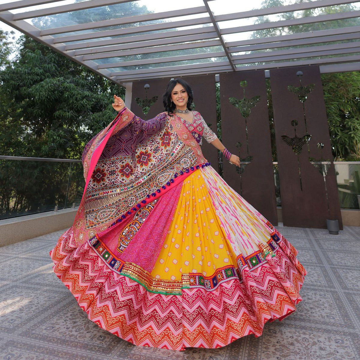 Multi Color Designer Digital Print Mirror Work Lehenga Choli
