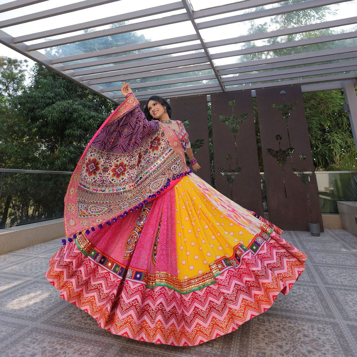 Multi Color Designer Digital Print Mirror Work Lehenga Choli