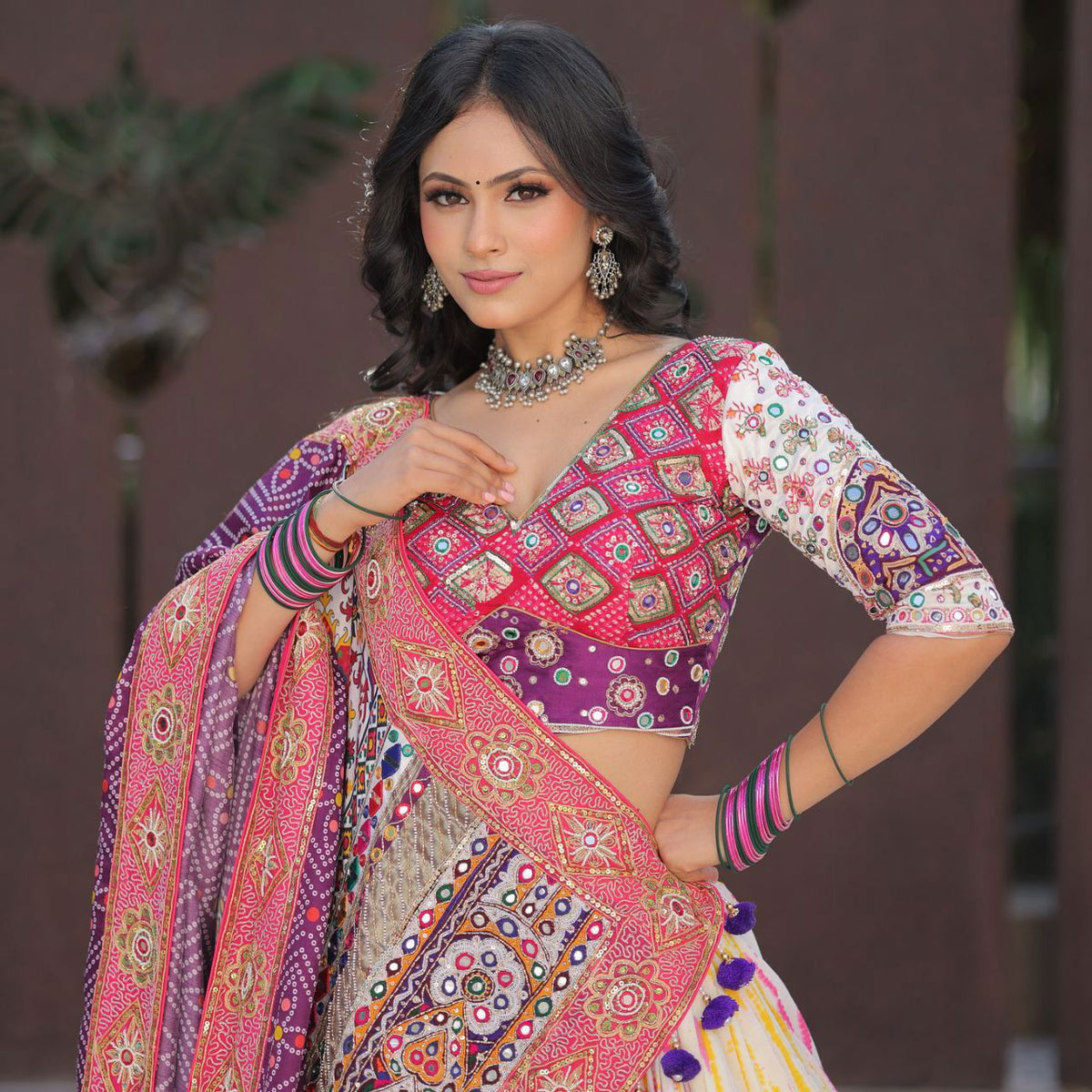 Multi Color Designer Digital Print Mirror Work Lehenga Choli