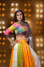 Multi Color Digital Printed Mirror Work Muslin  Lehenga Choli