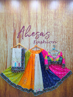 Multi Color Digital Printed Mirror Work Muslin  Lehenga Choli