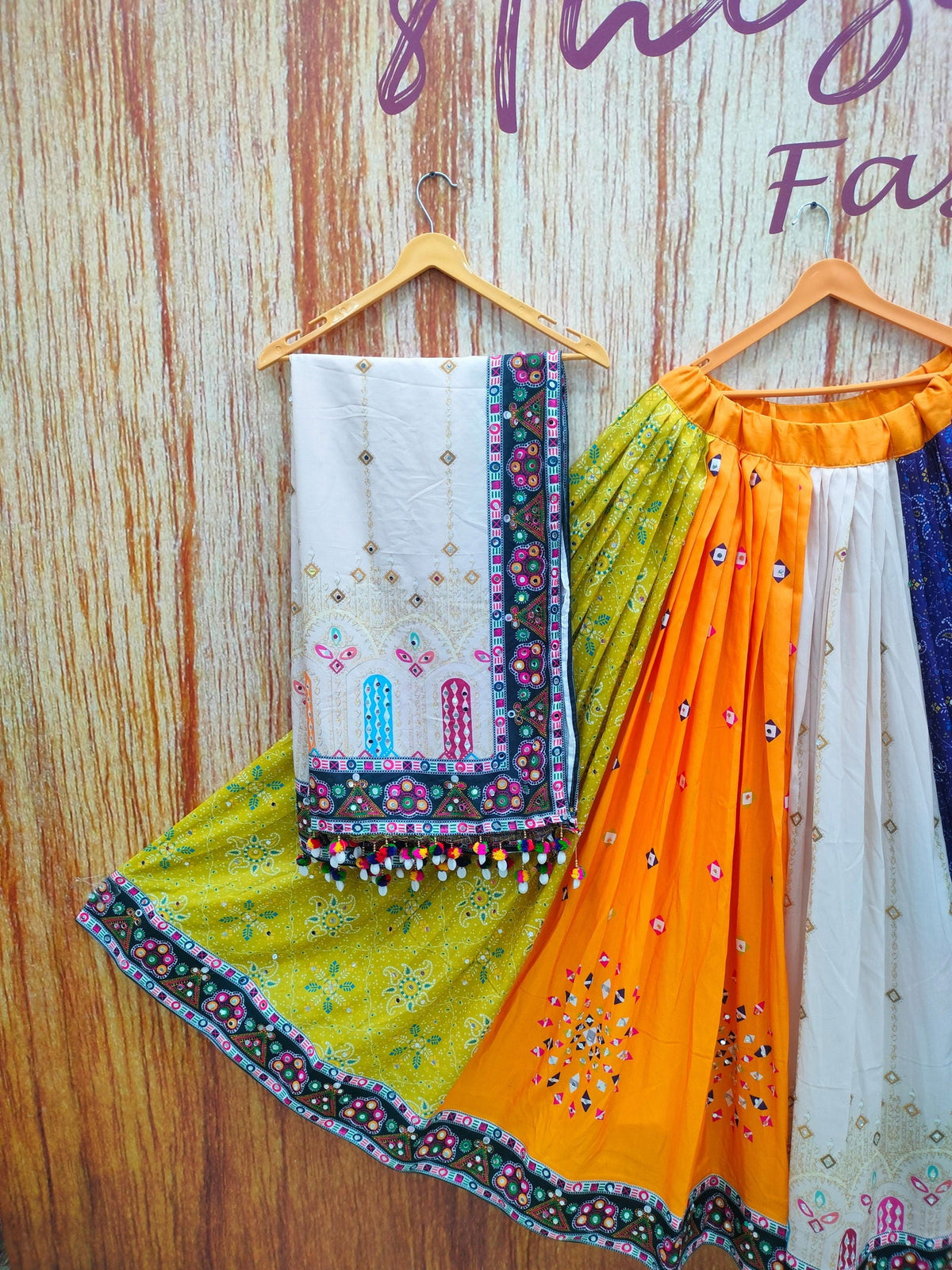 Multi Color Digital Printed Mirror Work Muslin  Lehenga Choli