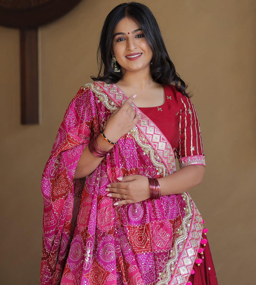 Alesha Rani Pink Real Mirror Work Navratri Lehenga Choli