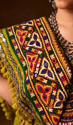 Kavisha Olive Green Traditional Mirror Work Navratri Lehenga Choli