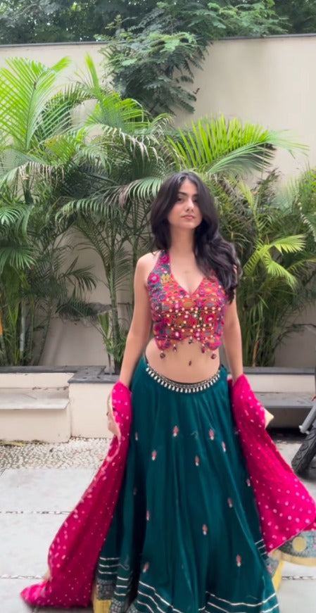 Aarvika Mirrorwork Multicolor Lehenga Set