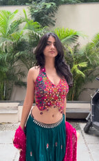 Aarvika Mirrorwork Multicolor Lehenga Set
