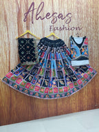 Black Color Digital Printed Mirror Work Navratri Lehenga Choli