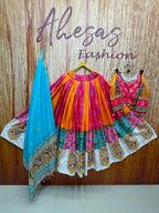 Pink - Orange Mirror Work Navratri Lehenga Choli