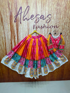 Pink - Orange Mirror Work Navratri Lehenga Choli