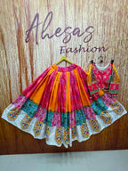 Pink - Orange Mirror Work Navratri Lehenga Choli