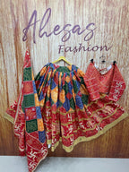 Multi Bandhej Print Mirror Work Navratri Lehenga Choli