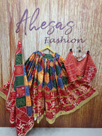 Multi Bandhej Print Mirror Work Navratri Lehenga Choli