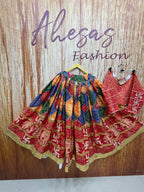 Multi Bandhej Print Mirror Work Navratri Lehenga Choli