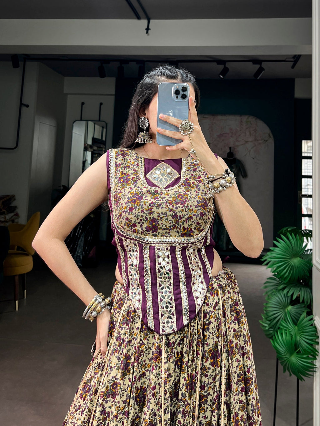Siya Polyester Viscose Chanderi Lehenga