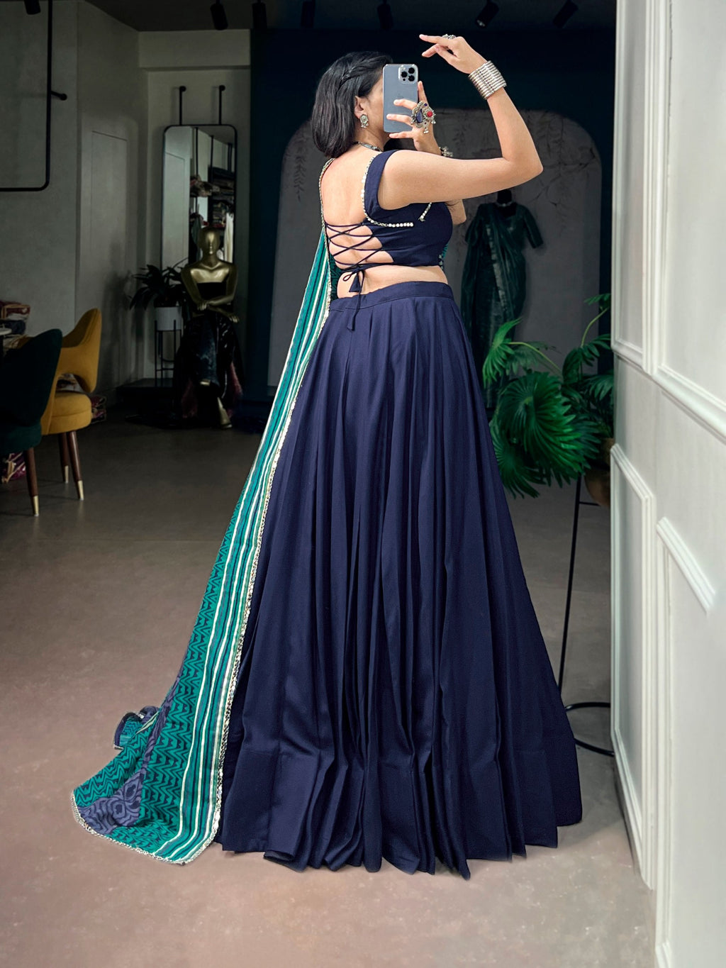 Ishita Rayon Mirror Lace Lehenga Choli