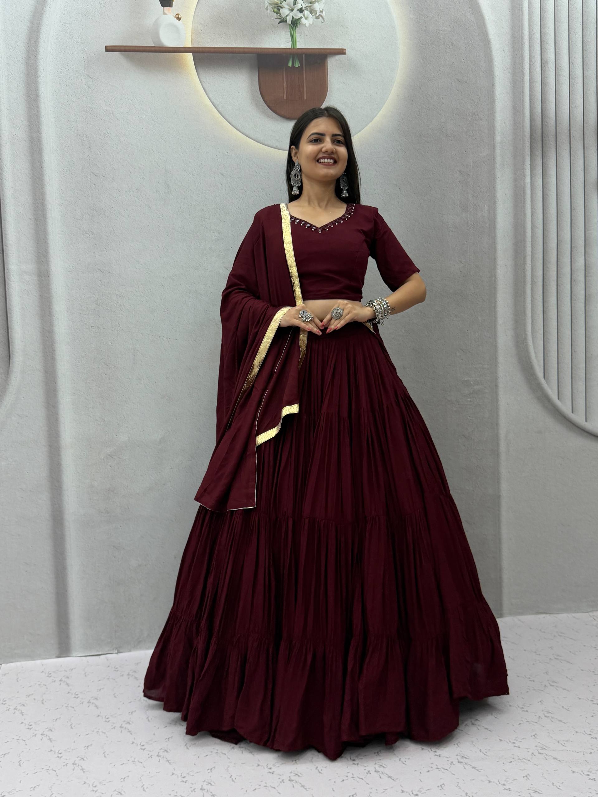 Niyara Rayon Cotton Mirror Work Lehenga Choli