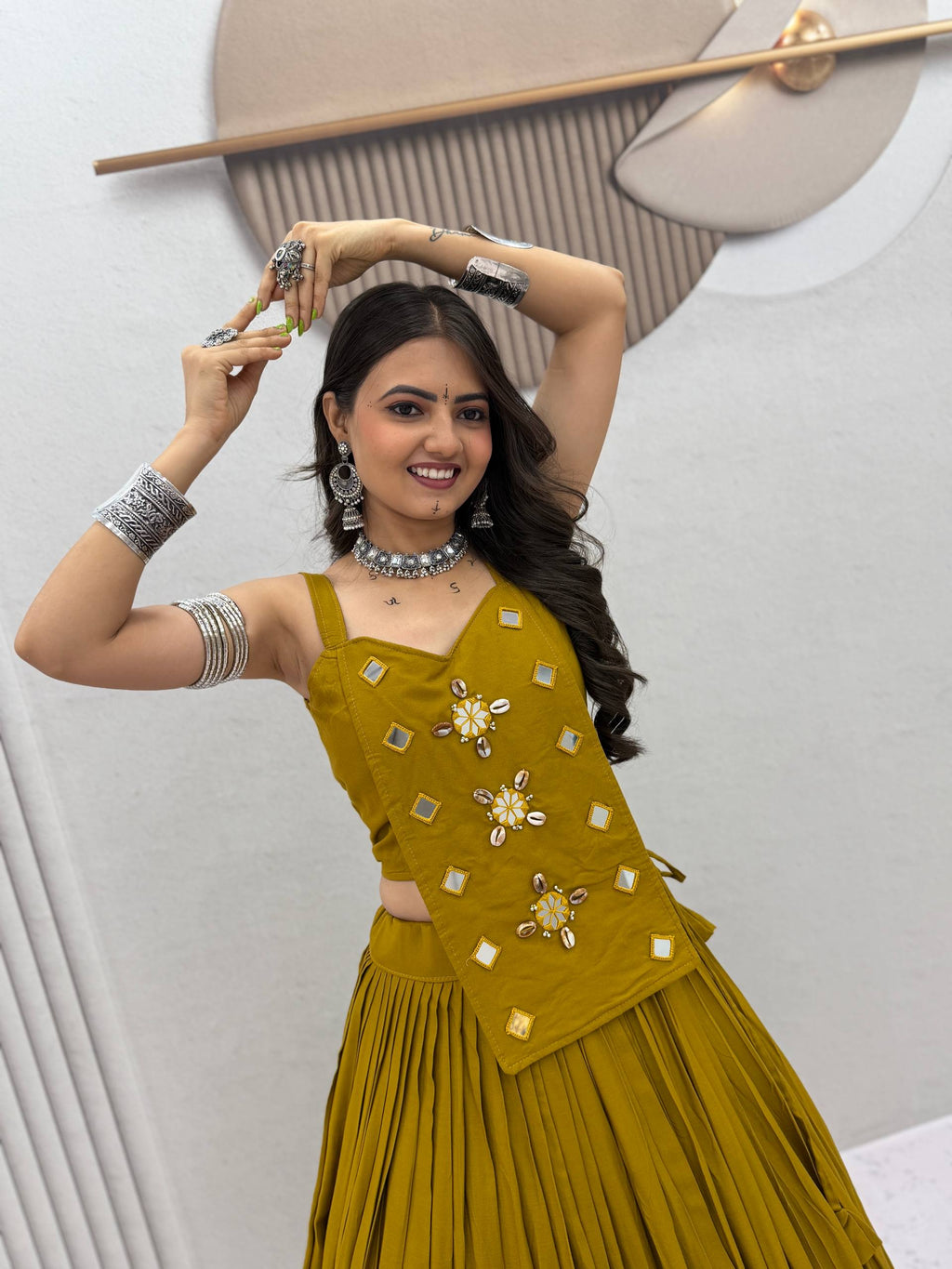 Sharvika Pure Cotton Kodi Mirror Lehenga Choli