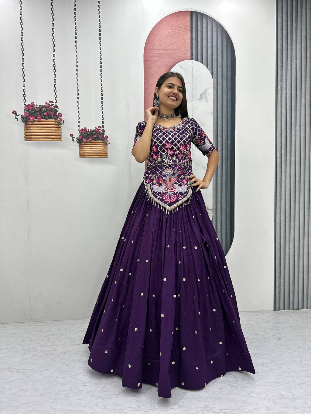 Aadhira Vichitra Silk Embroidery Sequin Lehenga Choli