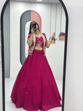 Anushka Chinon Crop Top Jacket Lehenga Choli
