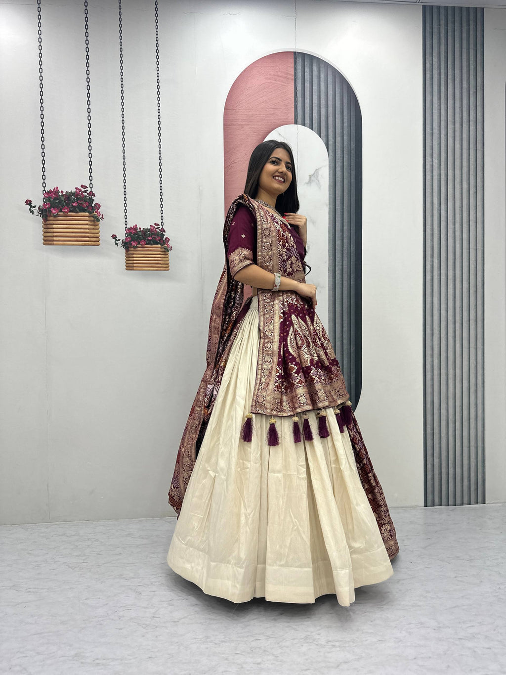 Anvisha Jacquard Saree Lehenga Choli